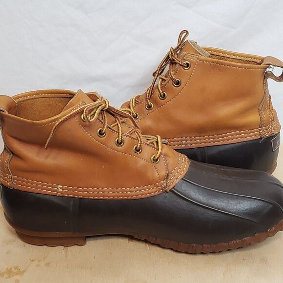 Vintage LL Bean Duck Boots Maine Hunting Shoe Men Size 11 Rubber Leather 5 Eye - Picture 4 of 11
